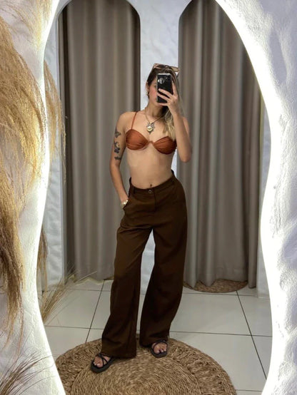 Calça Alfaiataria Marrom