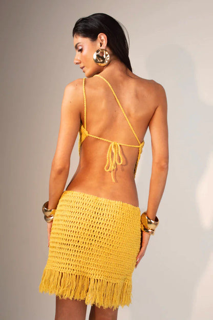 Conjunto Calábria Crochê Amarelo