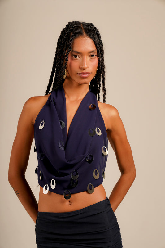 Top Halo Azul Marinho